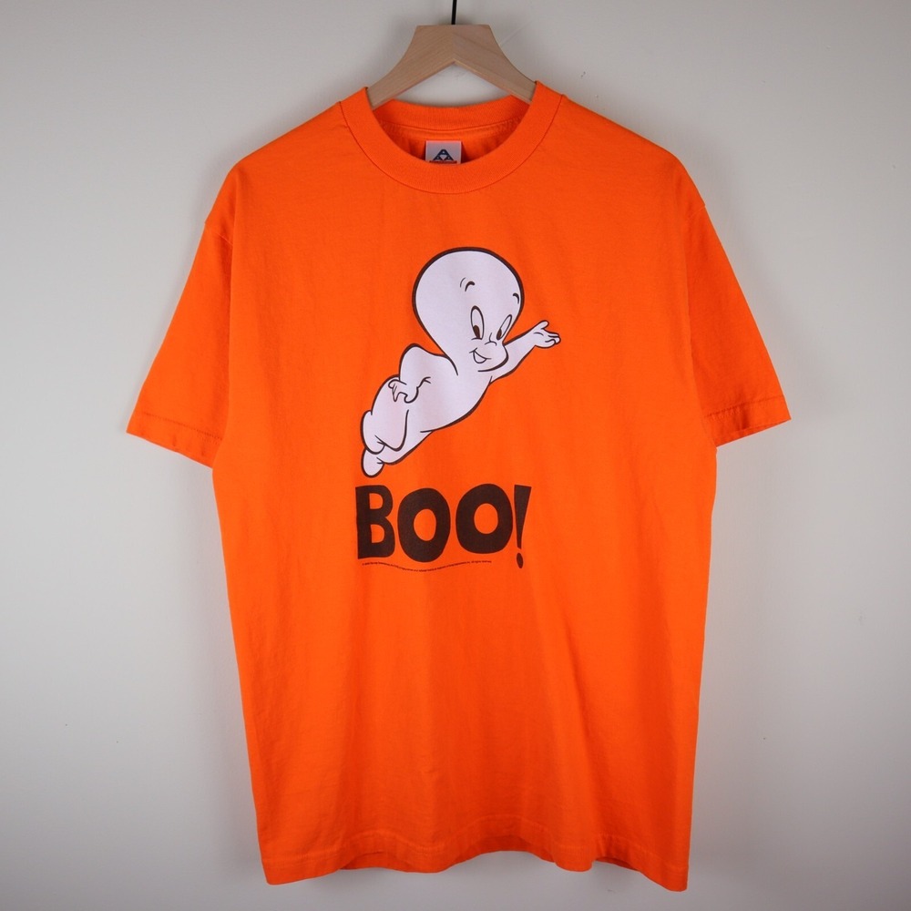2006‎ Casper The Friendly Ghost Boo Halloween Shirt Orange Adult Large 20.5x30